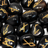 Engraved Black Onyx Rune Gemstone Runes Set