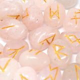 Engraved Indian Rose Quartz Rune Gemstone Runes