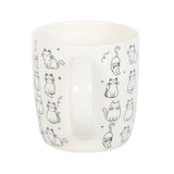 Handle White Ceramic Happy Cat Print Mug