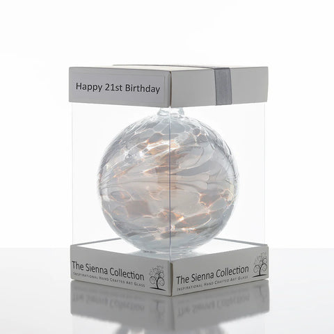 Happy 21st Birthday Sienna Glass Hanging Birthstone Ball