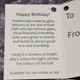 Happy 21st Birthday Sienna Glass Hanging Birthstone Ball Tag