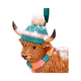 Head Front Winter Highland Cow Snowfall Hanging Ornament Nemesis Now