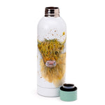 Highland Coo Cow Hot and Cold Drinks Bottle Jan Pashley Leak Proof Lid