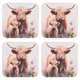 Highland Cow and Calf Set of 4 Country Living Coasters