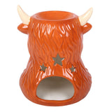 Back Highland Cow Ceramic Oil Burner Wax Warmer Tealight opening