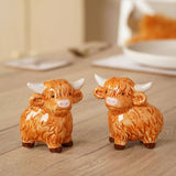 Country Living Highland Cow Salt and Pepper Set of 2 Shakers Display