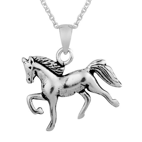 Horse Pendant on Sterling Silver Chain Necklace