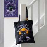 In My Witch Era Bat Cat Tote Bag with Enamel Pin