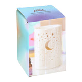 Boxed Iridescent White Moon Stars Pillar Oil Burner Wax Warmer
