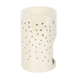 Side of iridescent-white-moon-stars-pillar-oil-burner-wax-warmer