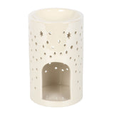 Back of Iridescent White Moon Stars Pillar Oil Burner Wax Warmer