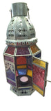 Large Moroccan Style Multi Coloured Glass Namaste Tealight Lantern