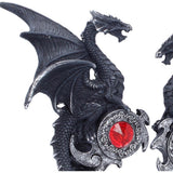 Gothic Black Dragons Midnight Protectors Set of 2 Figurines Red Gen in Celtic Circle
