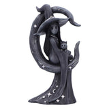 Nemesis Now Little Souls Glow Figurine Witch and Cat in Crooked Crescent Moon