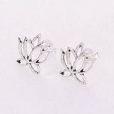 Lotus Flower Sterling Silver Stud Earrings