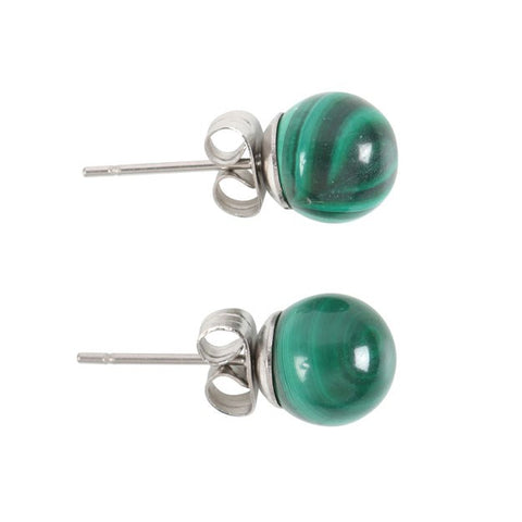 Malachite Crystal Stud Earrings on Sterling Silver Posts