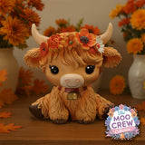 Marigold Orange Flower Highland Cow Figurine