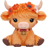 Marigold Orange Flower Highland Cow Figurine