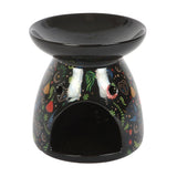 Back Midnight Bloom Black Ceramic Oil Warmer Wax Melter tealight opening