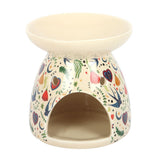 Midnight Bloom Cream Ceramic Oil Warmer Wax Melter Tealight opening
