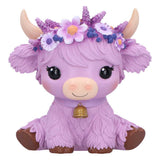 Moo Crew Hyacinth Purple Flower Highland Cow Figurine Nemesis Now B7443A26 front