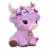 Side Moo Crew Hyacinth Purple Flower Highland Cow Figurine Nemesis Now B7443A2