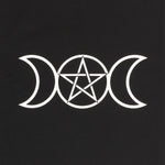 Triple Moon with Pentacle centre black  Cotton Tote Bag Close up