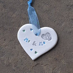 Mr & Mr Ceramic Heart with Hanging Ribbon Jamaili Annay Designs