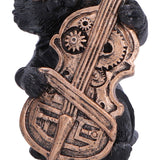 Music Meowstro Steampunk Black Cat Playing Bass Cello Figurine Nemesis Now U7602B26 Close Up