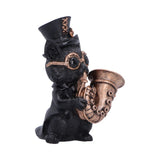 Right side Music Meowstro Steampunk Black Cat Playing Horn Nemesis Now U7605B26