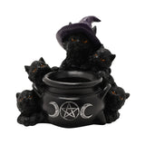 Mystic Legends Black Cats and Cauldron Tealight Candle Holder