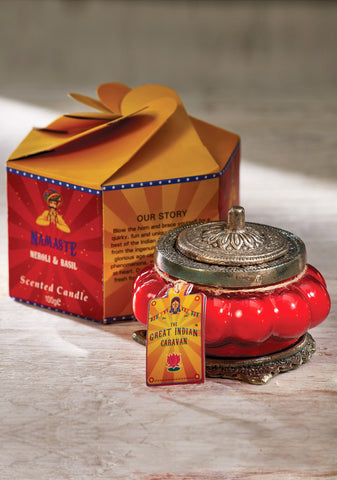 Indian Caravan Namaste Scented Candle In Glass Jar