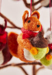 Squirrel With Acorn Decoration Fair Trade Natural Wool Felt