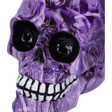 Purple Romance Rose Print Skull Ornament Nemesis Now D5102R0 Close UP