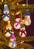 Set of 6 Mini Hanging Felt Snowmen Decorations