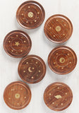 Round Wooden Incense Stick Holder with Brass Insets Namaste