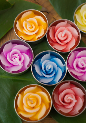 Pack of 10 Rose Tealight Candles Fair Trade