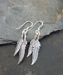 Pair of Sterling Silver Feathers Hook Earrings