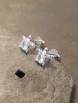 Pair of Blue Lily Turtle Sterling Silver Clear CZ Stud Earrings