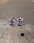 Turtle Sterling Silver Amethyst Purple CZ Stud Earrings