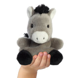 In Hand Palm Pals Eli Donkey Soft Grey Plush Aurora World Front