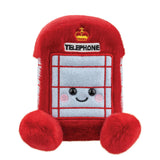 Front of Palm Pals Hattie Telephone Box Red Soft Plush with smiling face by Aurora World