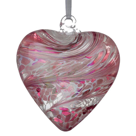 Pastel Pink Glass Friendship Heart with Ribbon Sienna Glass