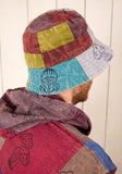 Patchwork Mushroom Cotton Bucket Hat on head