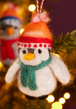 Penguin In Beanie Hat Felt Wool Hanging Decoration