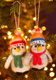 Penguin In Beanie Hat Felt Wool Hanging Decoration