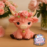 Display Primrose Pink Flower Highland Cow Figurine Nemesis Now B7445A26