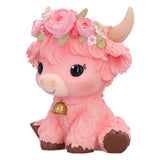 Primrose Pink Flower Highland Cow Figurine Nemesis Now B7445A26 Side