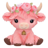 Primrose Pink Flower Highland Cow Figurine Nemesis Now B7445A26