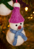 Set of 6 Mini Hanging Felt Snowmen Decorations Namaste Fair Trade
